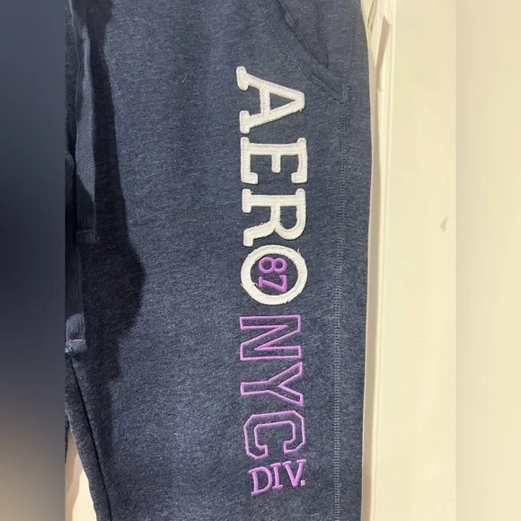 NEW‎ NWT heather navy blue Aeropostale jogger sweats Sz L large - Picture 3 of 8